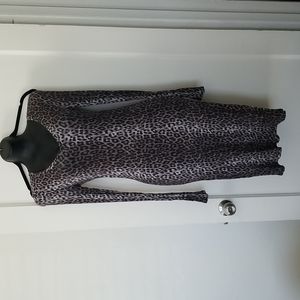 BCBGMaxAzria long sleeve knit dress, size M gray leopard print